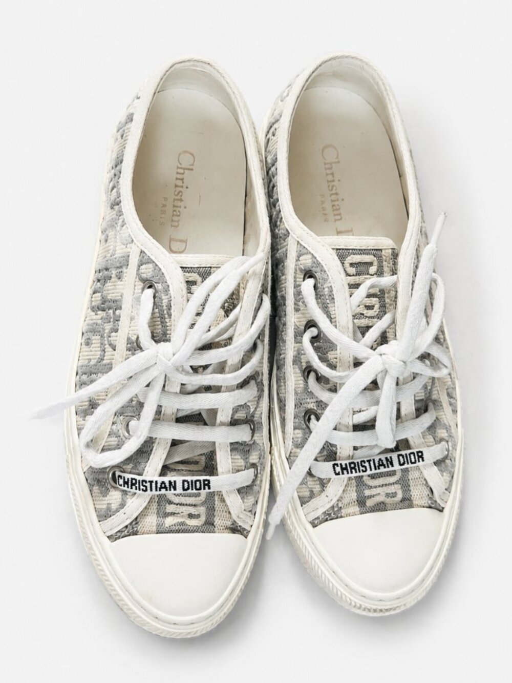 Christian Dior Walk’n’Dior Logo Sneakers – Grey & White – Size 37